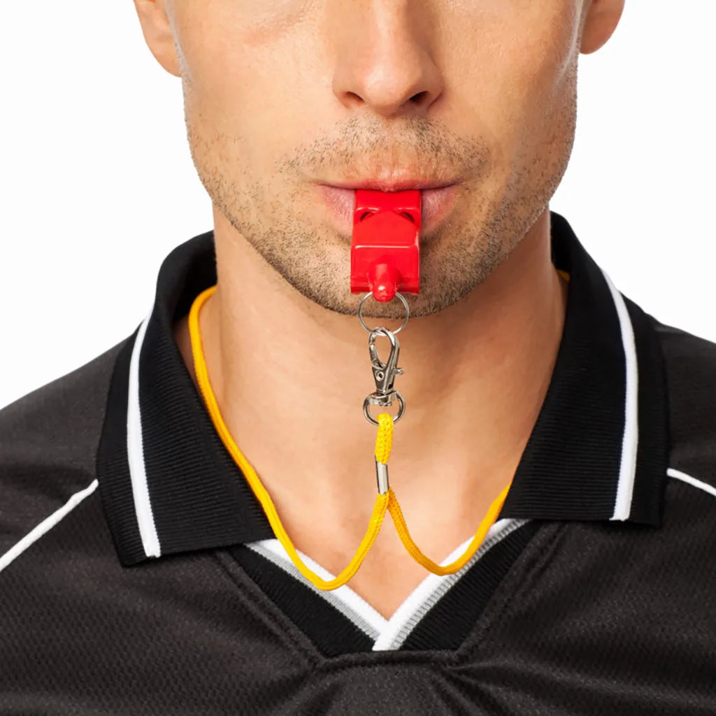 8-Pack Stainless Steel Referee Whistles with Keychain & Lanyard