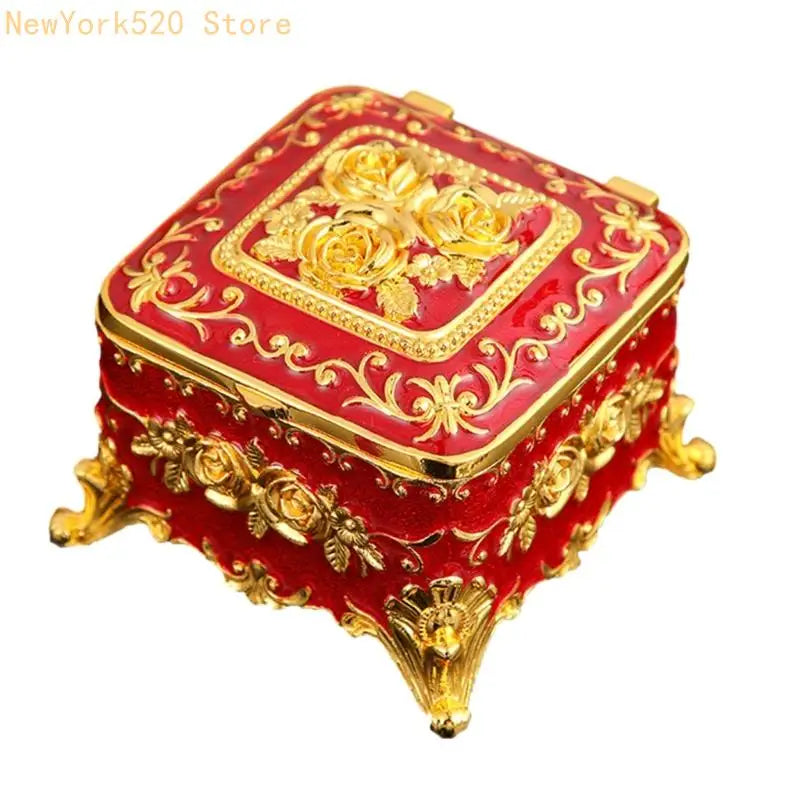 Vintage European Enamel Metal Jewelry Box – Necklaces & Earrings