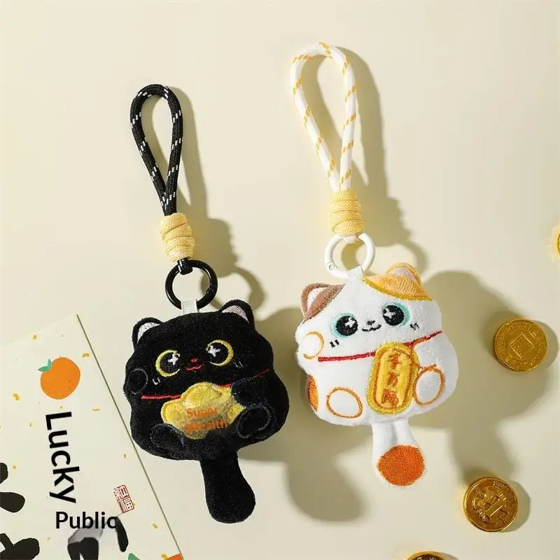Lucky Cat Plush Keychain Pendant – Maneki Neko Mascot Doll Gift