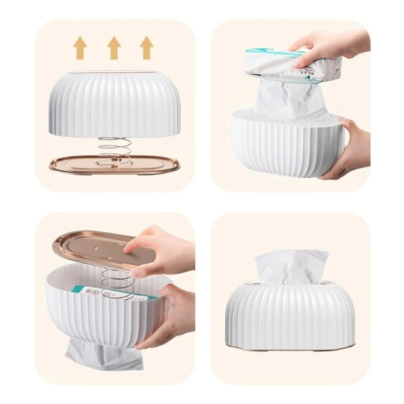 Striped Tissue Box Holder | Modern Plastic Napkin Dispenser