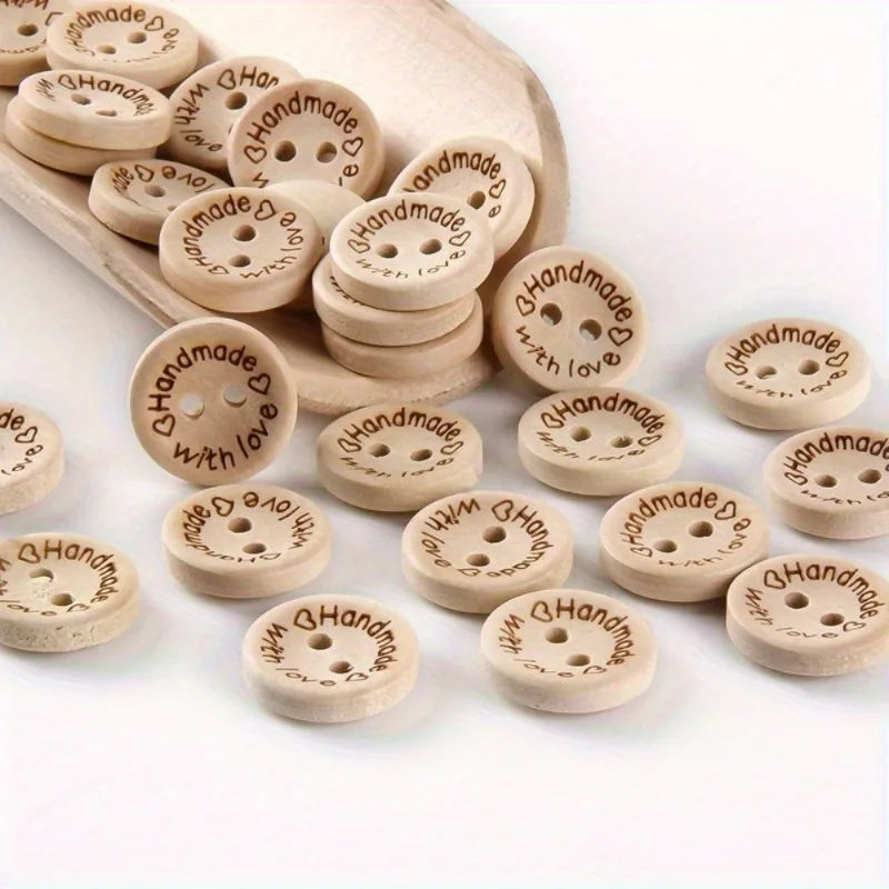 140pcs Woven Wooden Heart Buttons Set for Sewing & Crafts