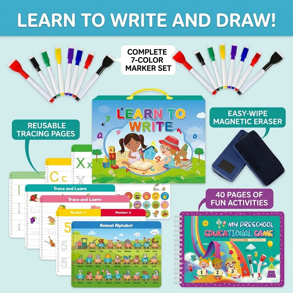 Erasable Pen Control Workbook for Kids Ages 3–5 | Wipe Clean