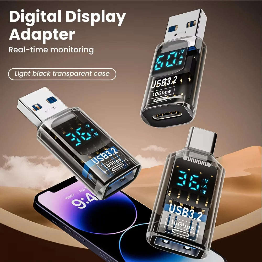 USB 3.2 Digital Display Adapter 10Gbps USB-A to USB-C Converter