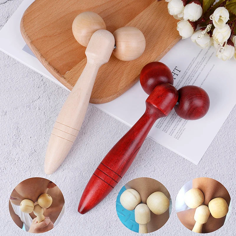 Wooden Face & Neck Roller Massager – Natural Wood Tool