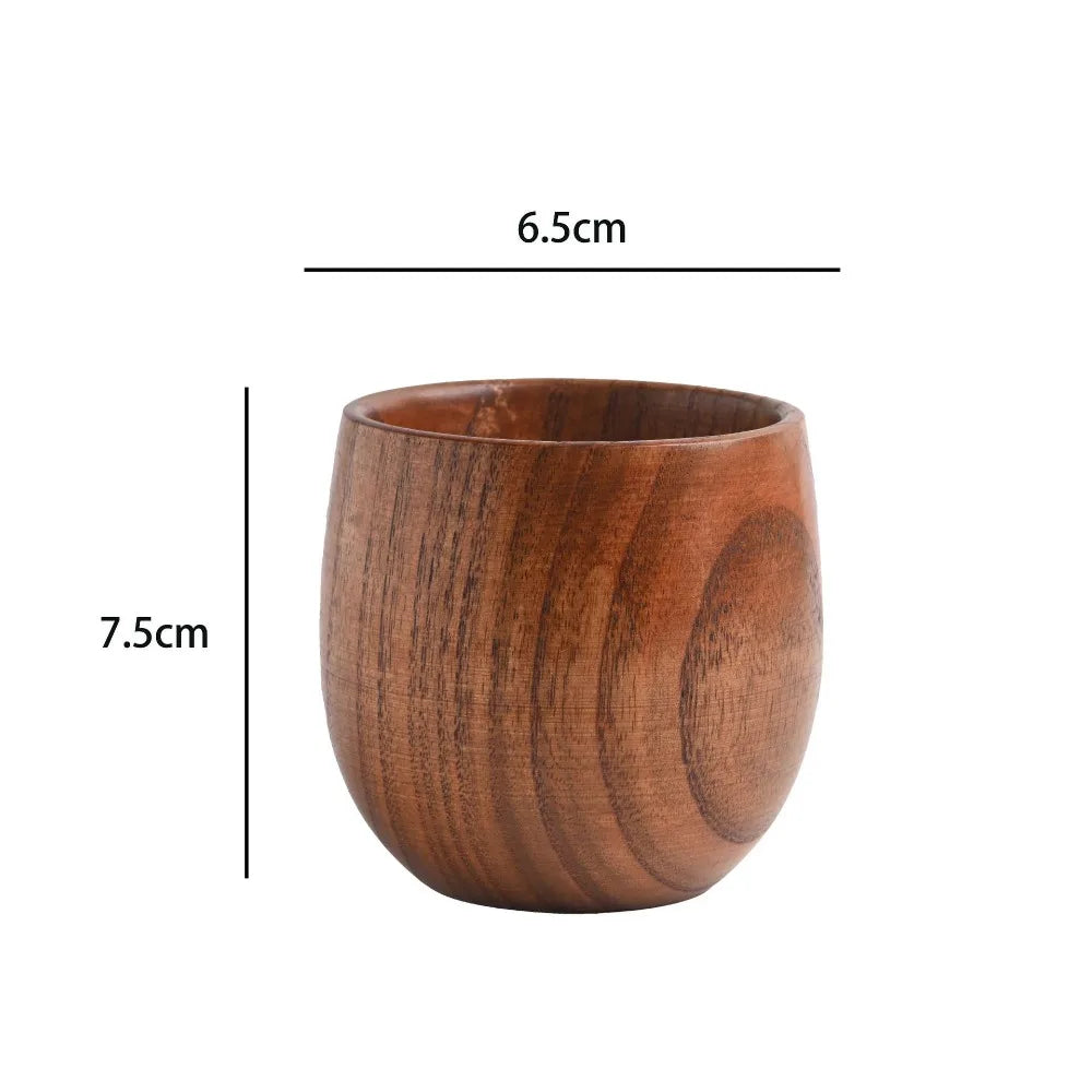 Solid Wood Retro Handle Coffee Mug – Heat Resistant Wooden Cup
