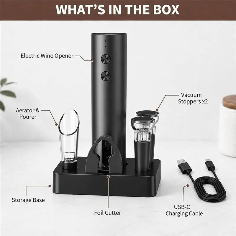 Electric Wine Opener Set – Rechargeable Automatic Corkscrew