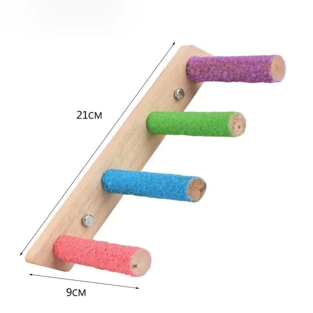 Colorful Wooden Bird Ladder 4/6/8 Rung Parrot Climbing Perch