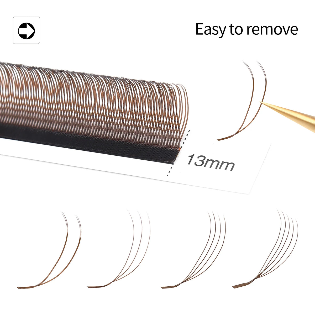 XIUSUZAKI Brown U-Shaped 3D 4D 5D Mink Volume Fan Lash Extensions