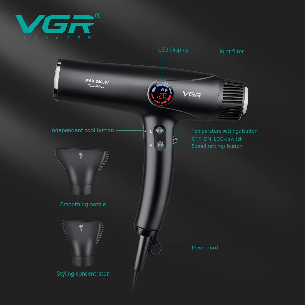 VGR V-469 Professional Negative Ion Hair Dryer 110000 RPM BLDC
