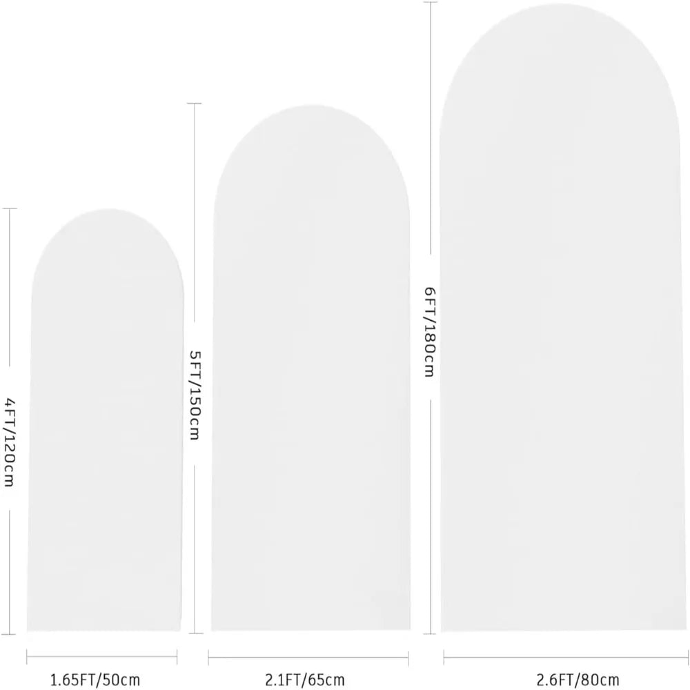 3-Pack White Wedding Arch Covers 4FT 5FT 6FT Stretch Fabric