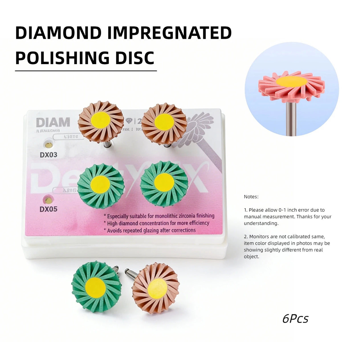 6-Piece Rubber Diamond Polishing Wheel Set – 2.35mm Shank