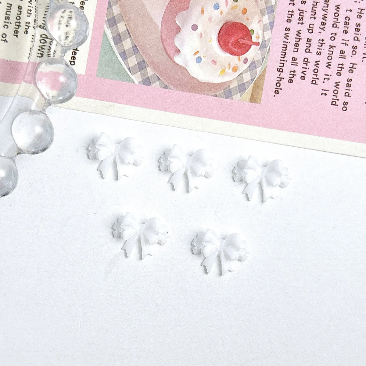 20pcs 3D Bowtie Nail Charms Pearl Bow Rhinestone Nail Art