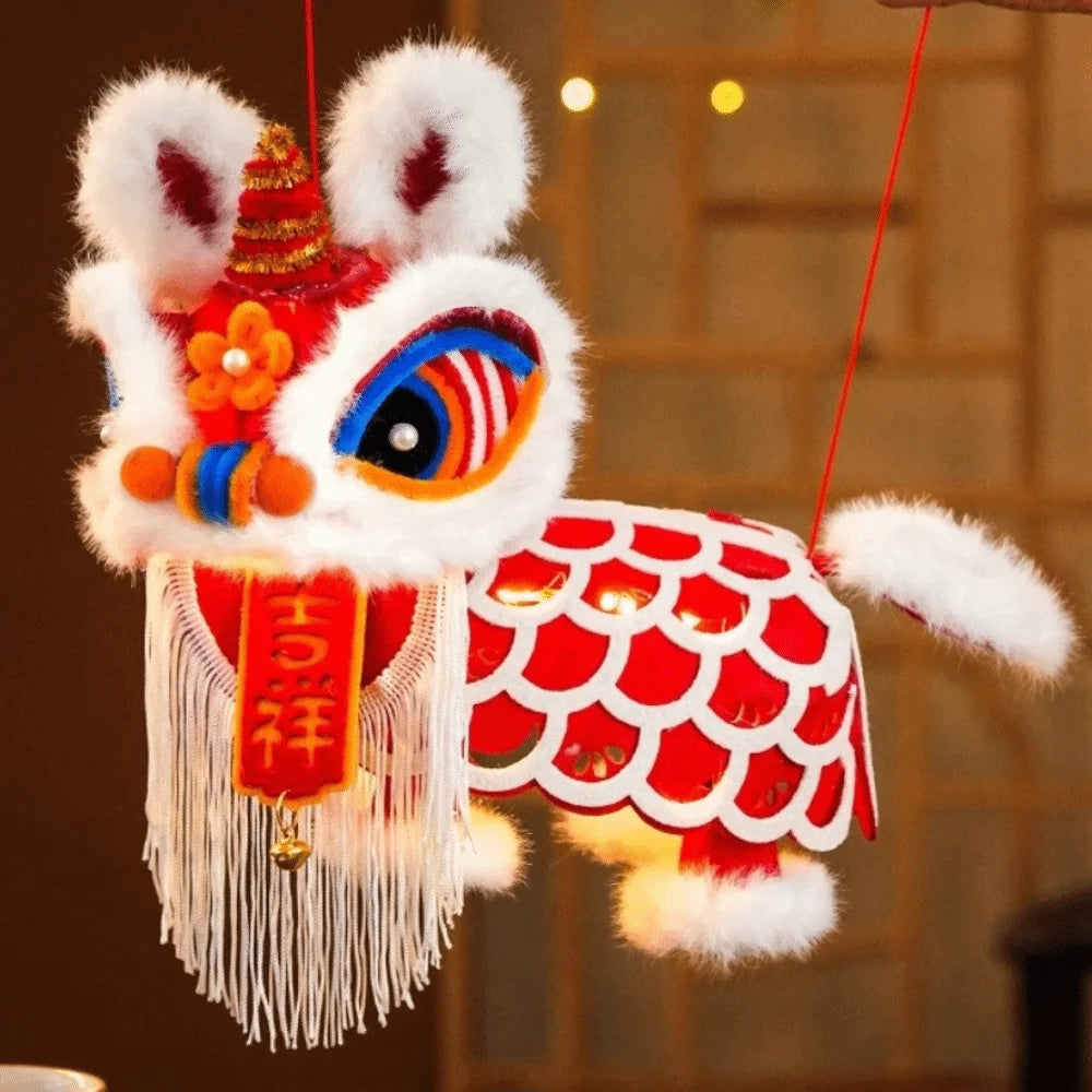 Chinese Lion Dance Lantern DIY Kit – Illuminated Felt with Tassel