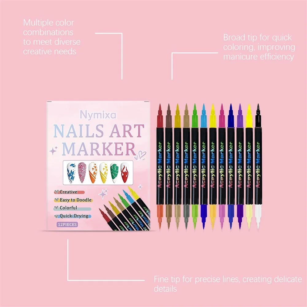 12pc Dual-Ended Nail Art Dotting Tool Set – Pro Manicure Kit