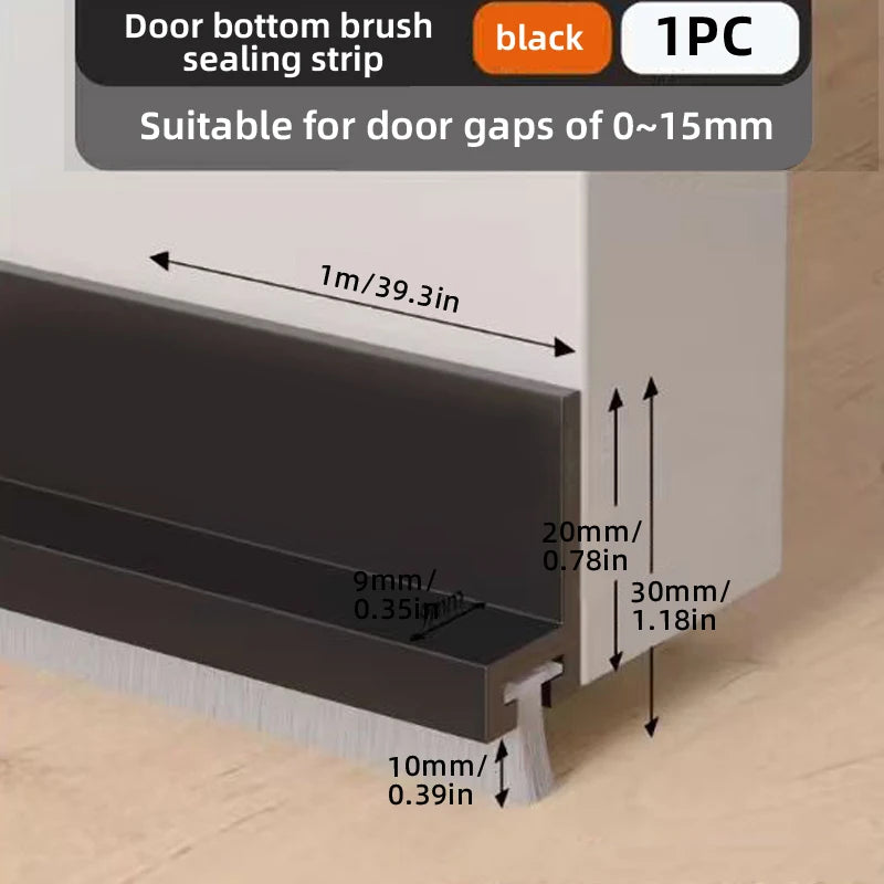 Door Draft Stopper Brush Seal Strip – Dust, Insect & Sound Block