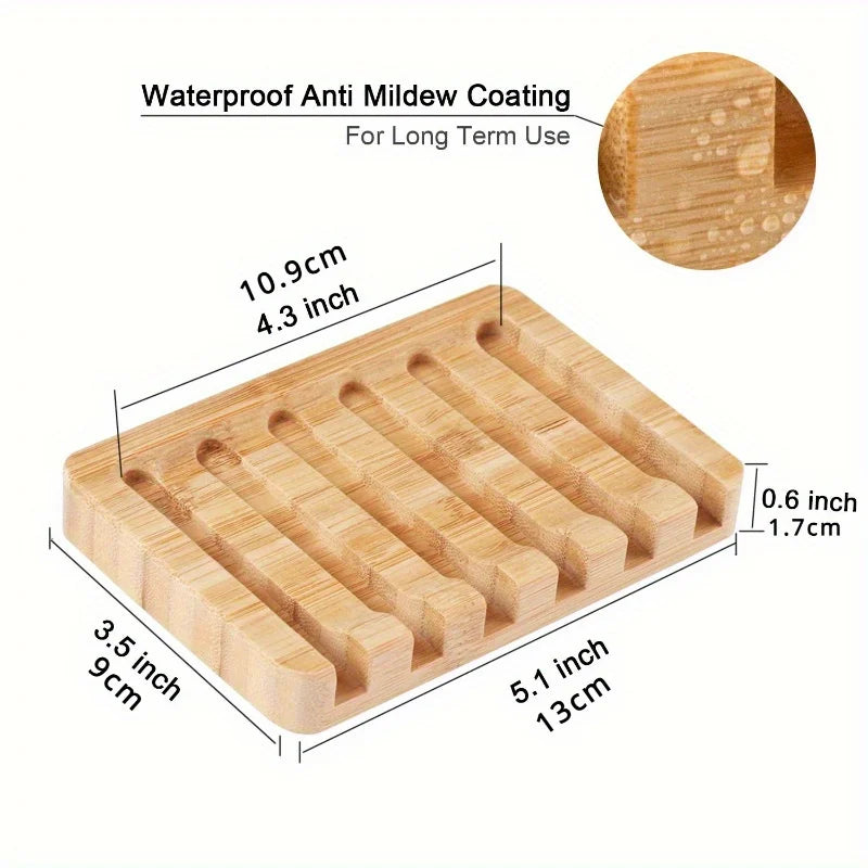 Bamboo Self-Draining Soap Dish – Minimalist Bathroom Soap Rack