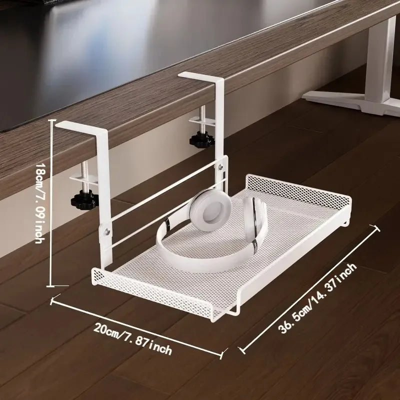Under Desk Cable Management Tray & Storage Rack – Punch-Free