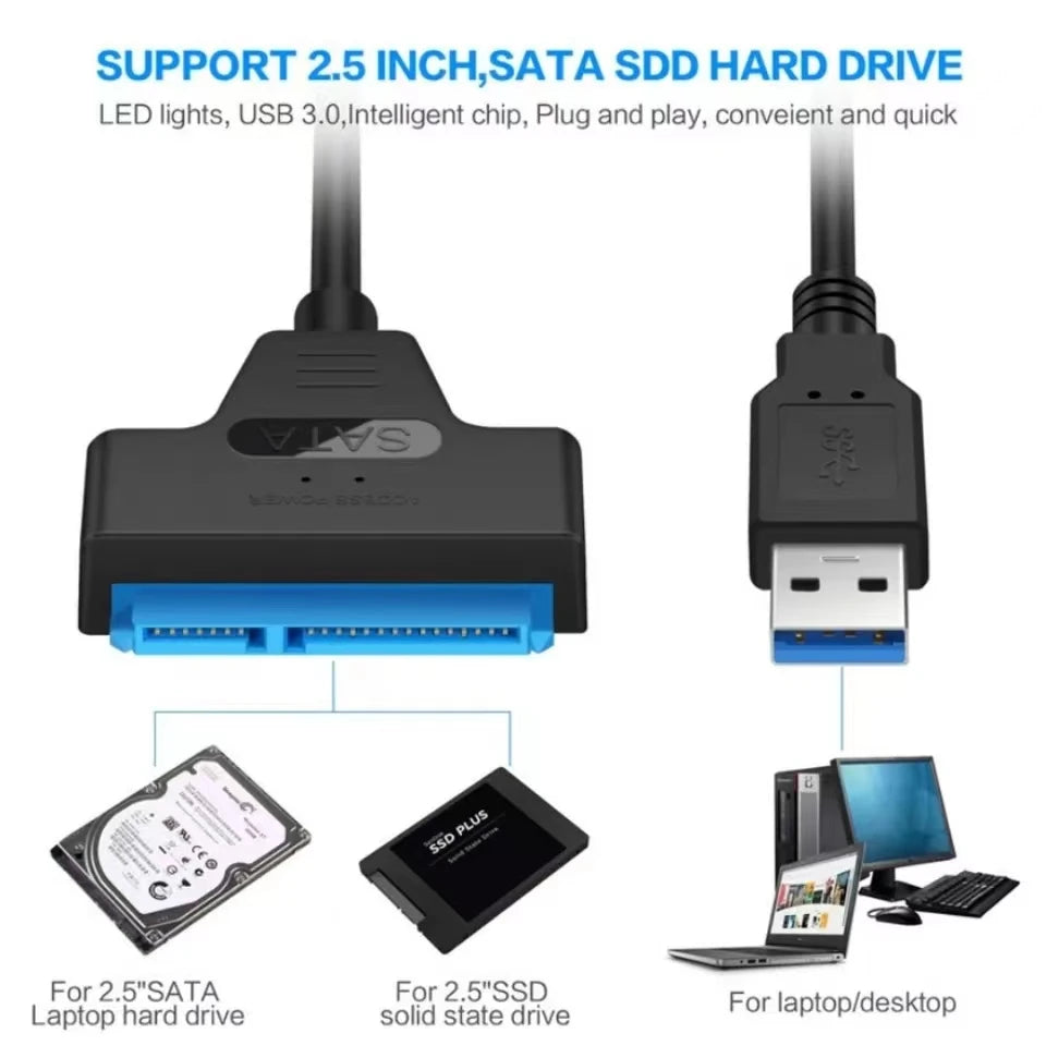 USB 3.0 to SATA Adapter Cable for 2.5" HDD & SSD