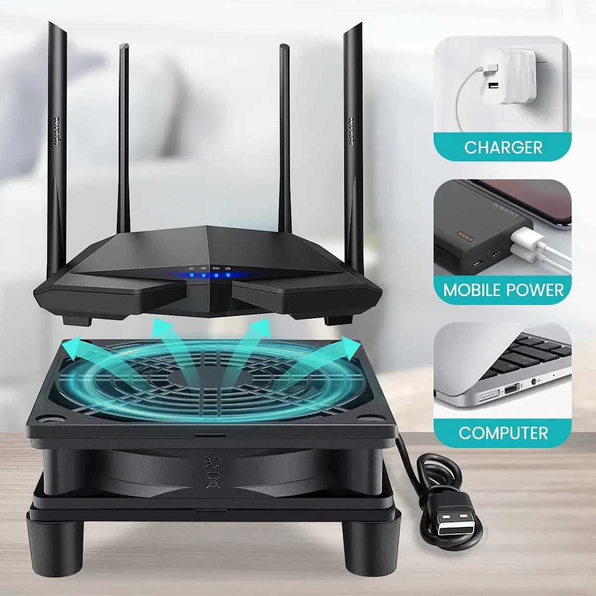 12cm USB Cooling Fan for Router, TV Box & Mini Desktop