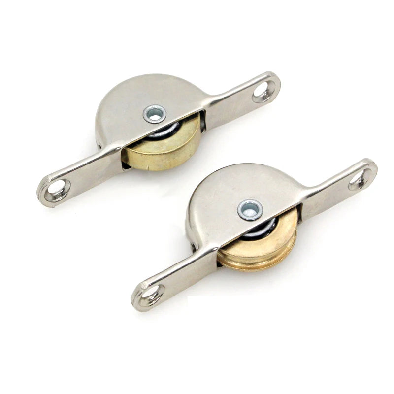 2-Pack Copper Sliding Door Roller Pulleys – Flat & Concave Wheel