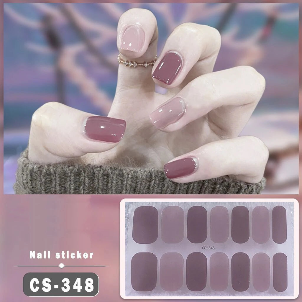 Solid Color Self-Adhesive Gel Nail Art Stickers & Decals