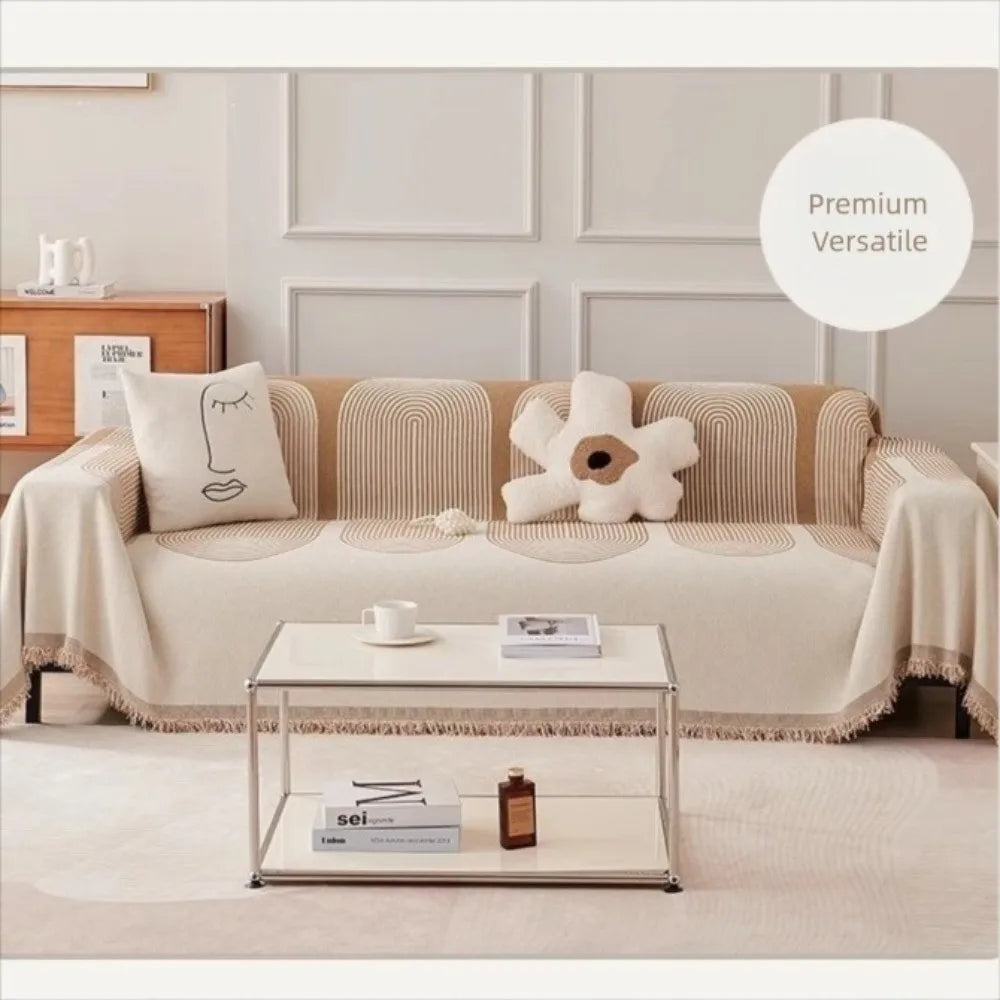 Chenille Sofa Cover Anti-Slip Universal Geometric Throw Blanket