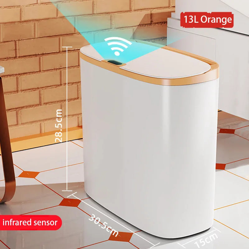 Touchless Motion Sensor Trash Can – Slim Waterproof Bin