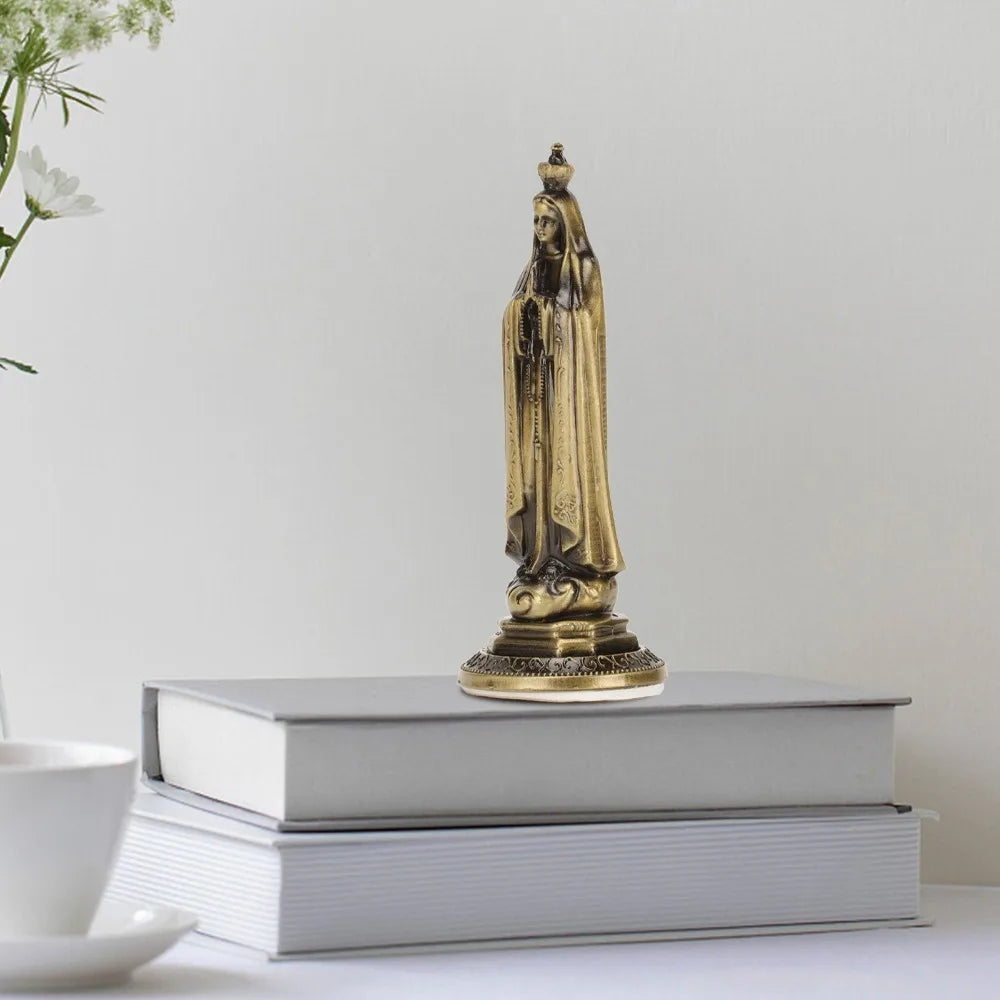 Mini Virgin Mary Statue Zinc Alloy Bronze Madonna Figurine