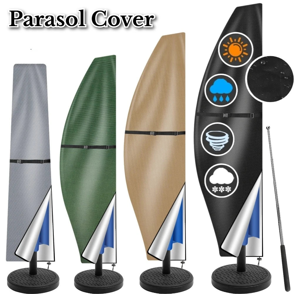 Waterproof Garden Parasol Cover 210D PU Coating with Zipper