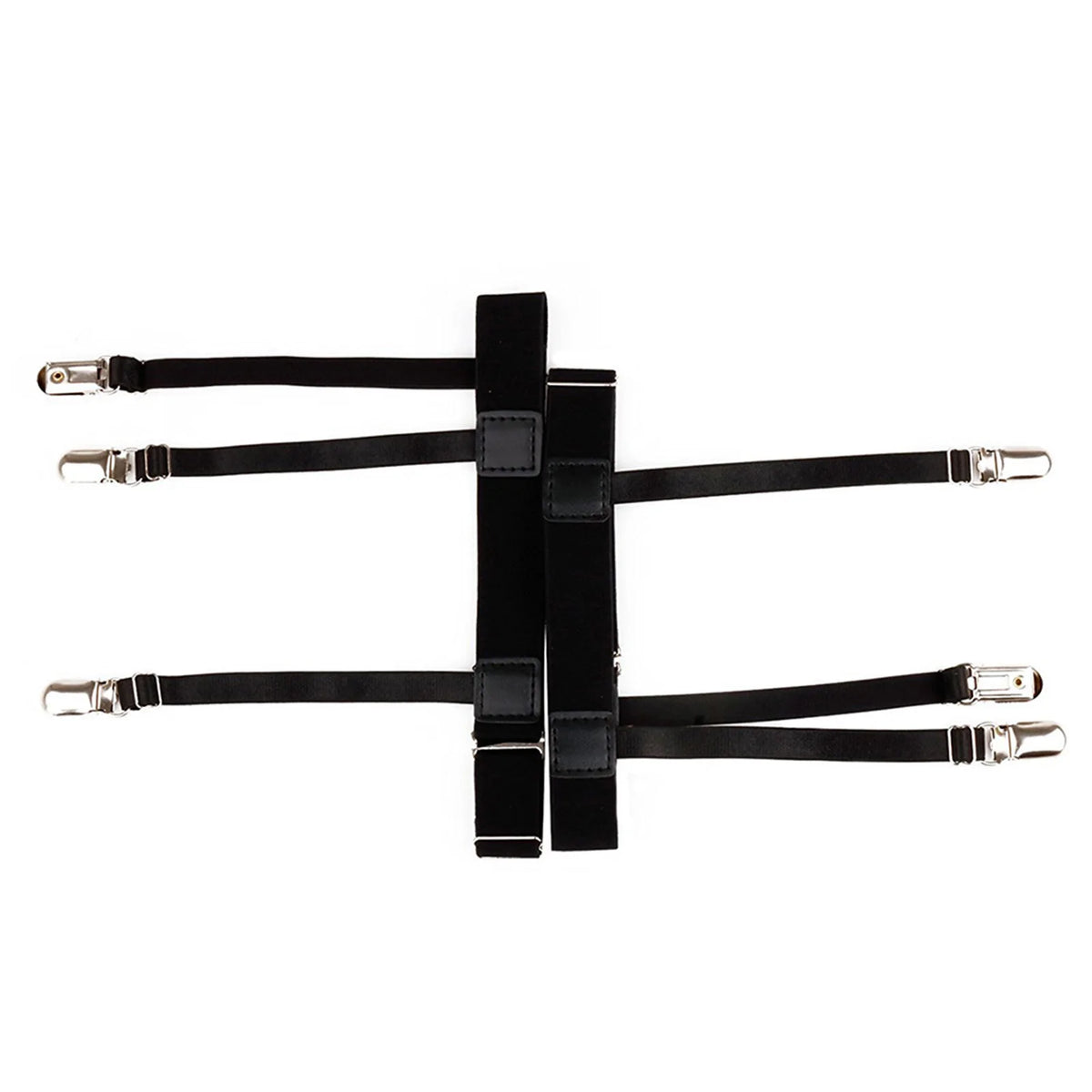 2-Pack Adjustable Shirt Stays with 3 Duckbill Clips – Unisex