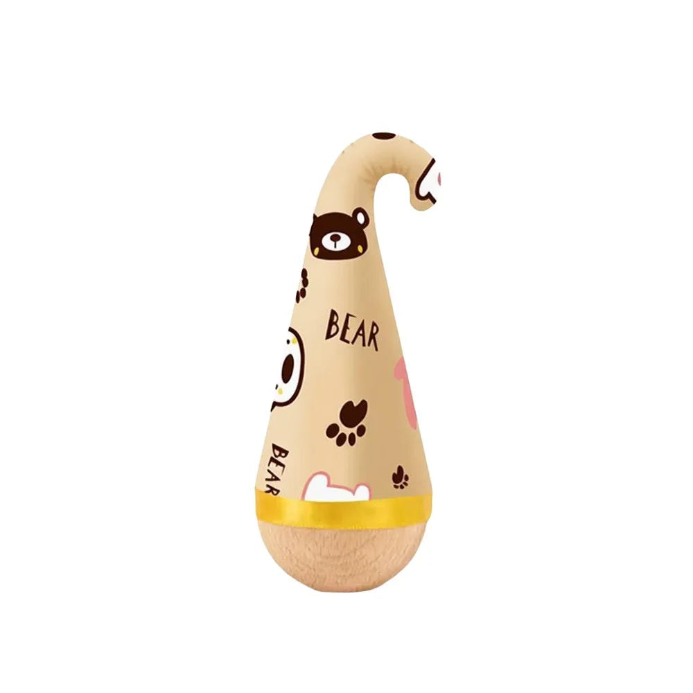 Wooden Tumbler Cat Toy – Interactive Feather Wobbler