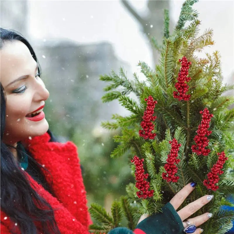 80 Pcs Artificial Red Berry Stems – Christmas & Holiday Decor Picks