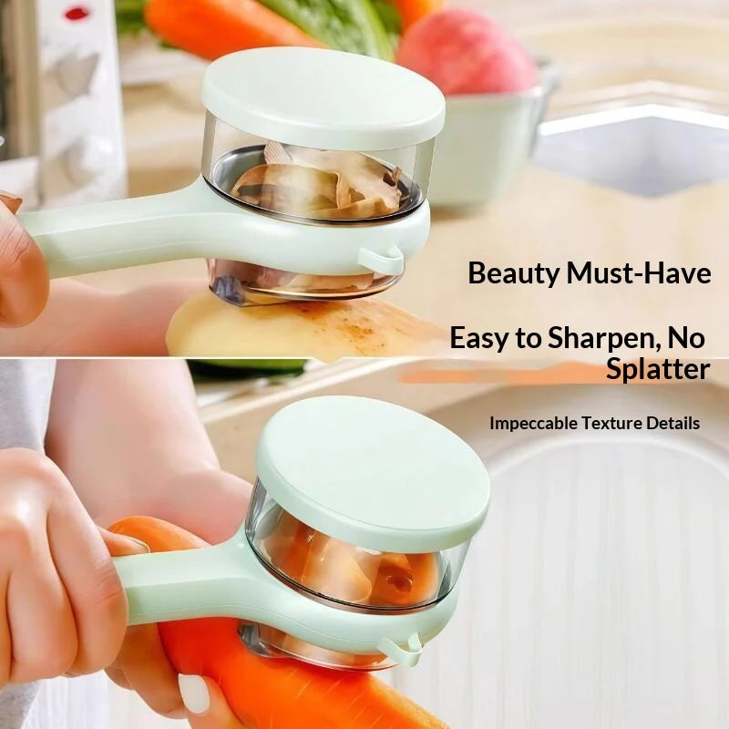 Vegetable Peeler with Storage Container – Stainless Steel Blade