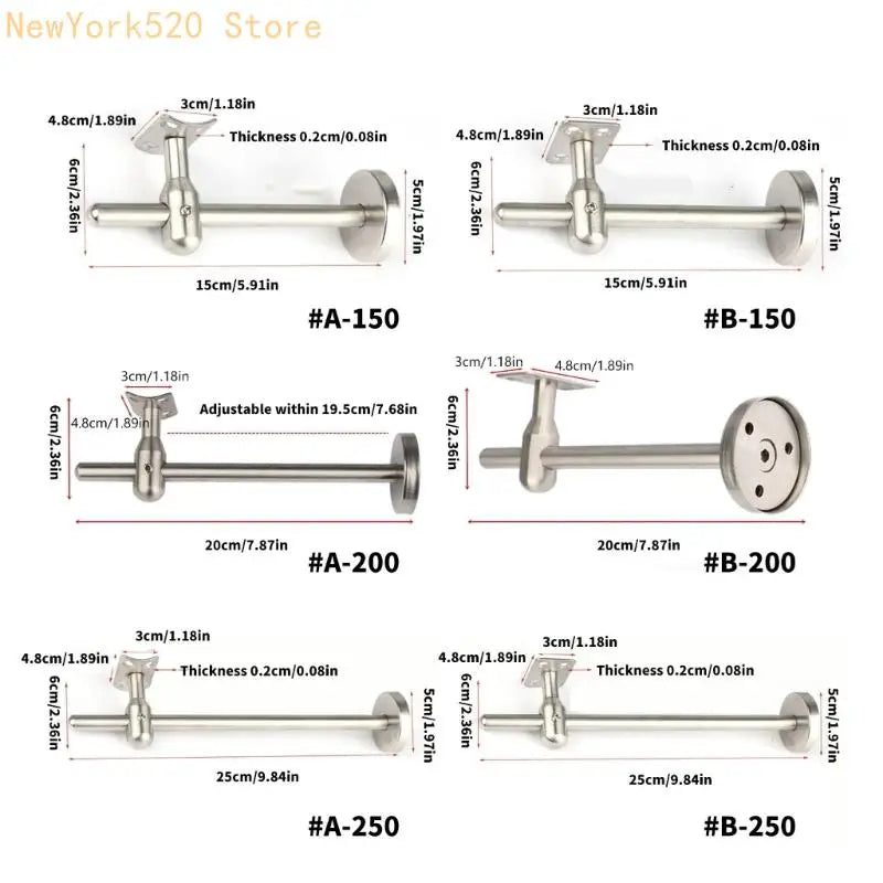 Adjustable Stainless Steel Stair Handrail Bracket – Extended Flat