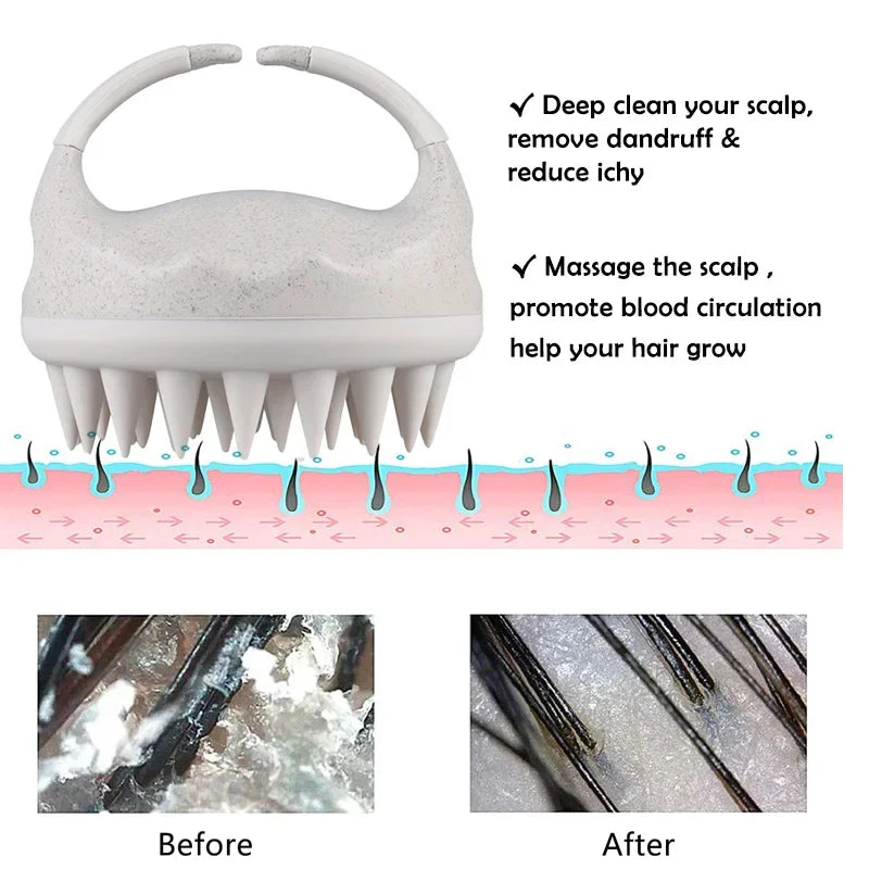 Silicone Scalp Massage Shampoo Brush | Eco Wheat Straw