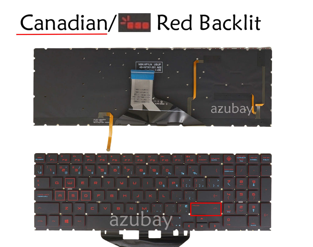 Red Backlit Keyboard for HP OMEN 15-dc0000 – PT/CF/FR Layout