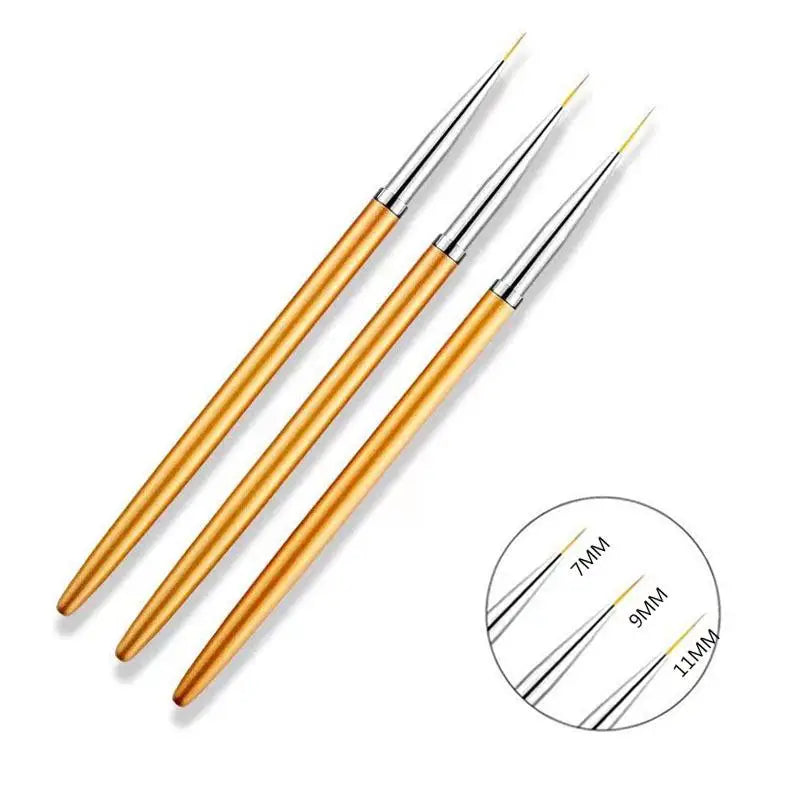 3-Pc Nail Art Liner Brush Set – Acrylic UV Gel Stripe Pens