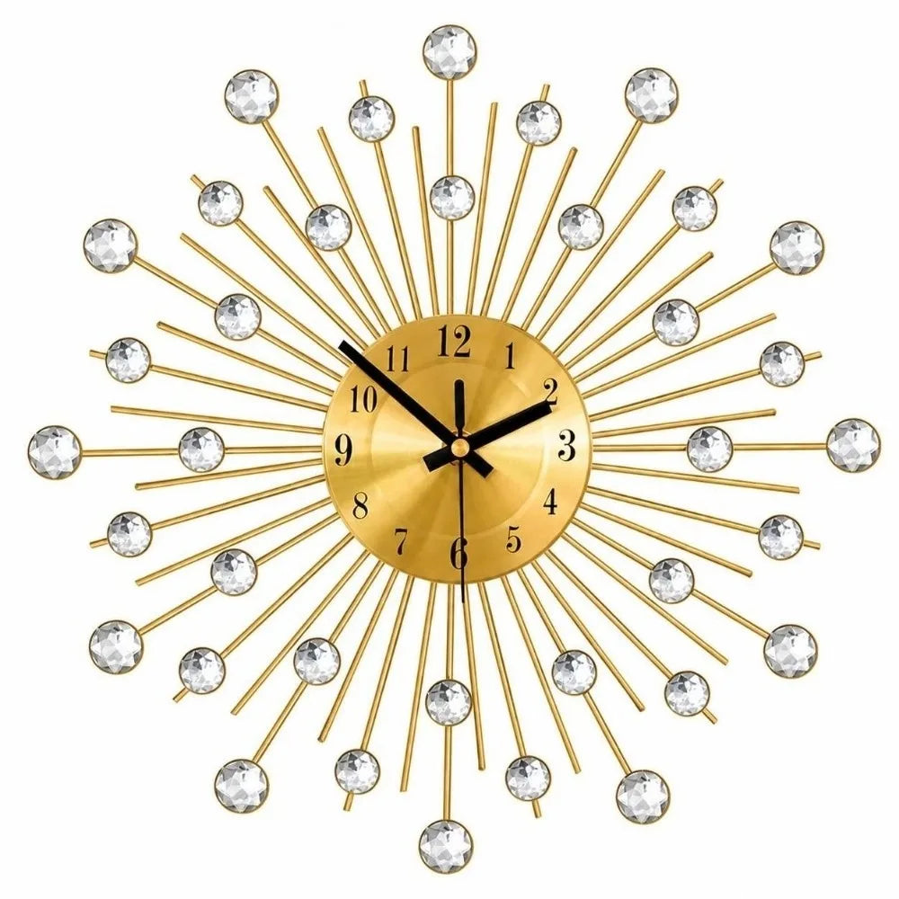 Diamond Rhinestone Silent Metal Wall Clock – Modern Décor