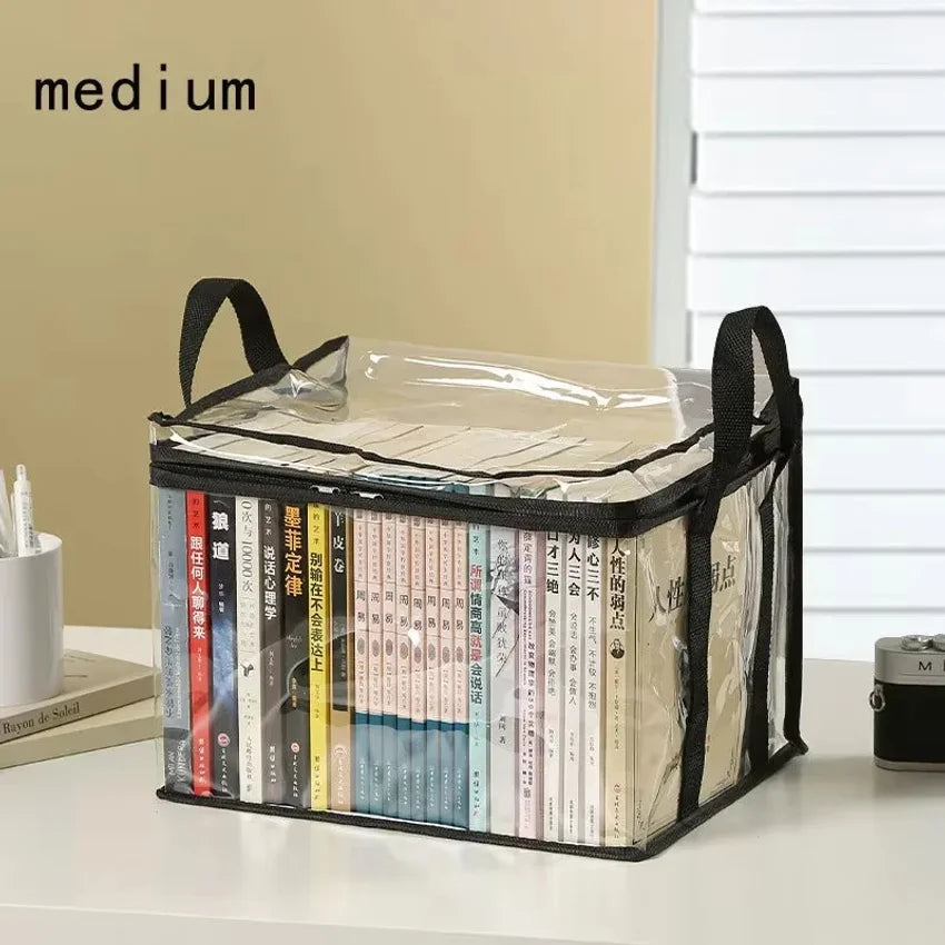 Foldable Transparent Book Storage Box – Waterproof Organizer