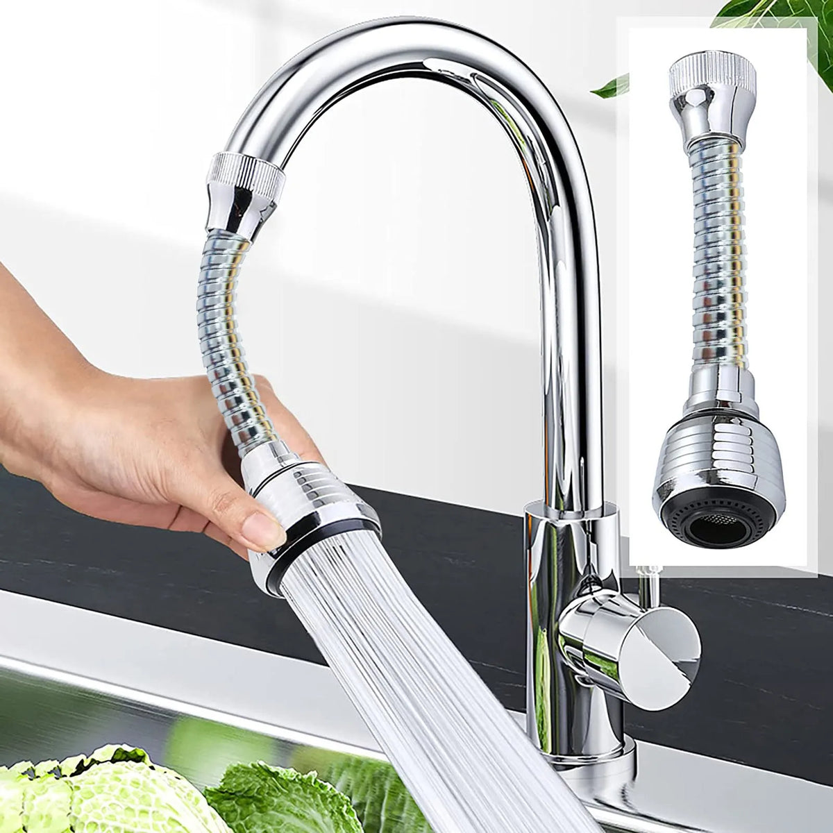 360° Rotatable Faucet Aerator – Water-Saving Kitchen Sprayer
