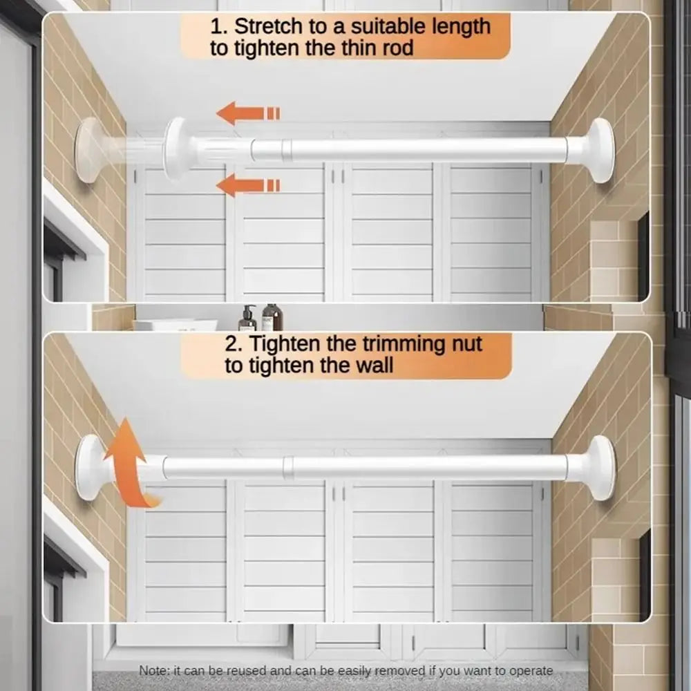 Adjustable Telescopic Clothing Rod – No-Drill Wardrobe Rail