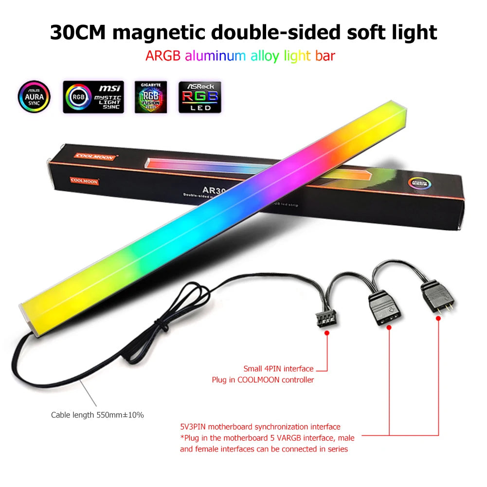 COOLMOON RGB LED Light Strip 5V 3Pin for PC Case – 30cm