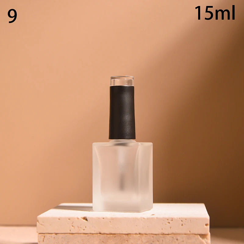 15ml Frosted Glass Nail Polish Bottle with Lid & Brush