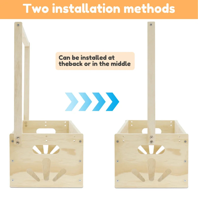 Wood Baby Storage Crate Basket with Portable Handle