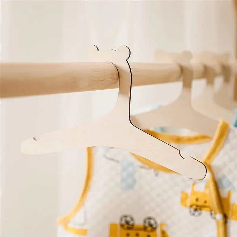 30-Pack Natural Wood Baby Clothes Hangers – Nursery Decor