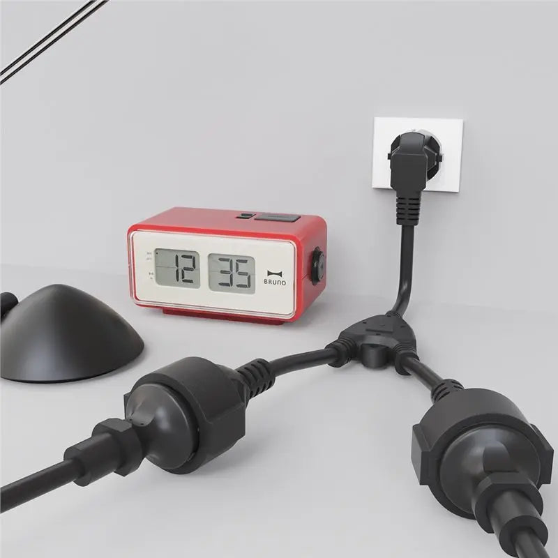 EU Plug 1-to-2 Outlet Y Splitter Power Extension Cord