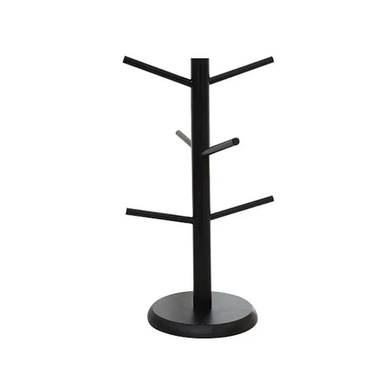 Bamboo Coffee Mug Tree 6 Hooks – Black Countertop Cup Holder