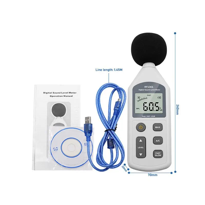 Digital Decibel Meter USB Sound Level Monitor 30–130dB