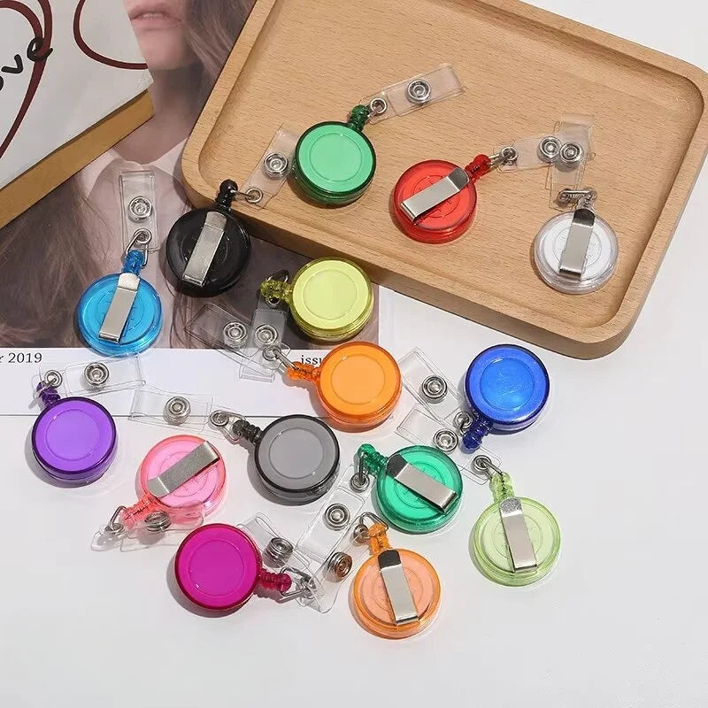 2-Pack Retractable Badge Holder Reel Clips with Key Ring