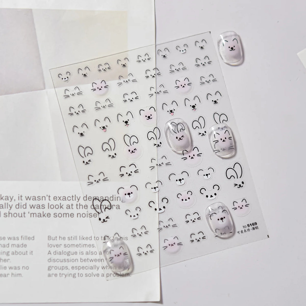 3D Cute Cat Nail Stickers – Flexible Self-Adhesive Decals
